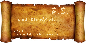 Probst Dionízia névjegykártya